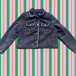 Talbots Colorful Tweed Blazer jacket with Gold Buttons